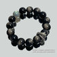 "Natural Silver Stone Bracelet with Vintage Obsidian & Neutral Crystal"
