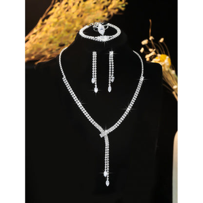 "Fashion Simple 4-Piece Jewelry Set – Necklace, Earrings & Bracelet Combo"