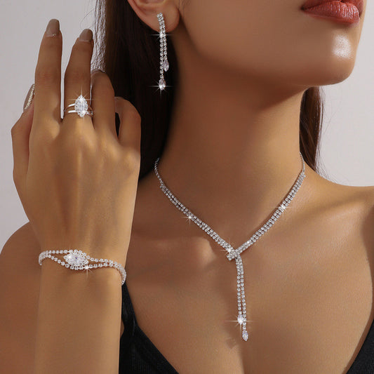 "Fashion Simple 4-Piece Jewelry Set – Necklace, Earrings & Bracelet Combo"