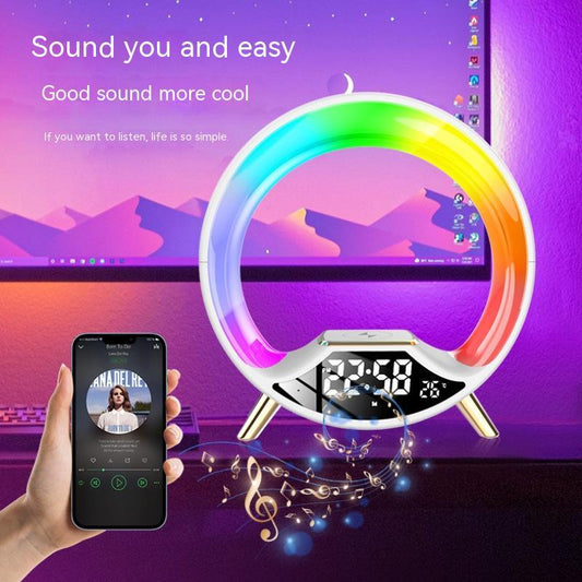 "O Light 3-in-1 Wireless Charging Station with Bluetooth Speaker & LED Night Light – Multifunctional Desk & Bedside Lamp"