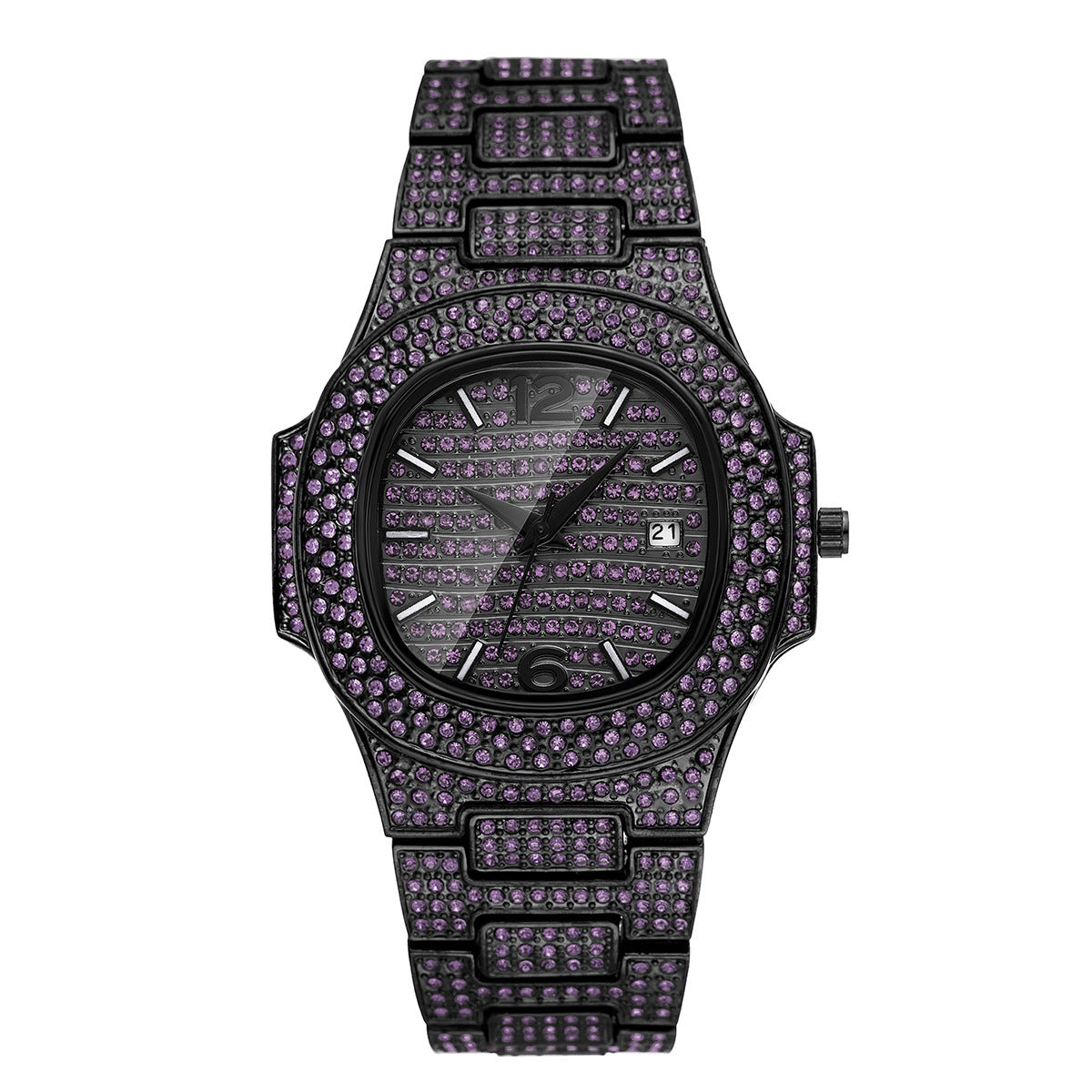 "Men’s Hip Hop Full Diamond Color Watch – Luxury Niche Style"