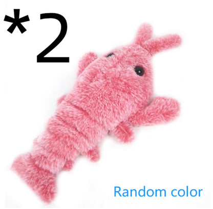 "Electric Jumping Shrimp Pet Toy – USB Rechargeable Simulation Lobster Plush for Cats"