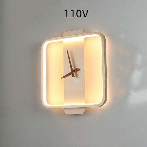 "Nordic Wall Lamp with Clock – Modern Bedroom & Bedside Lighting Fixture"