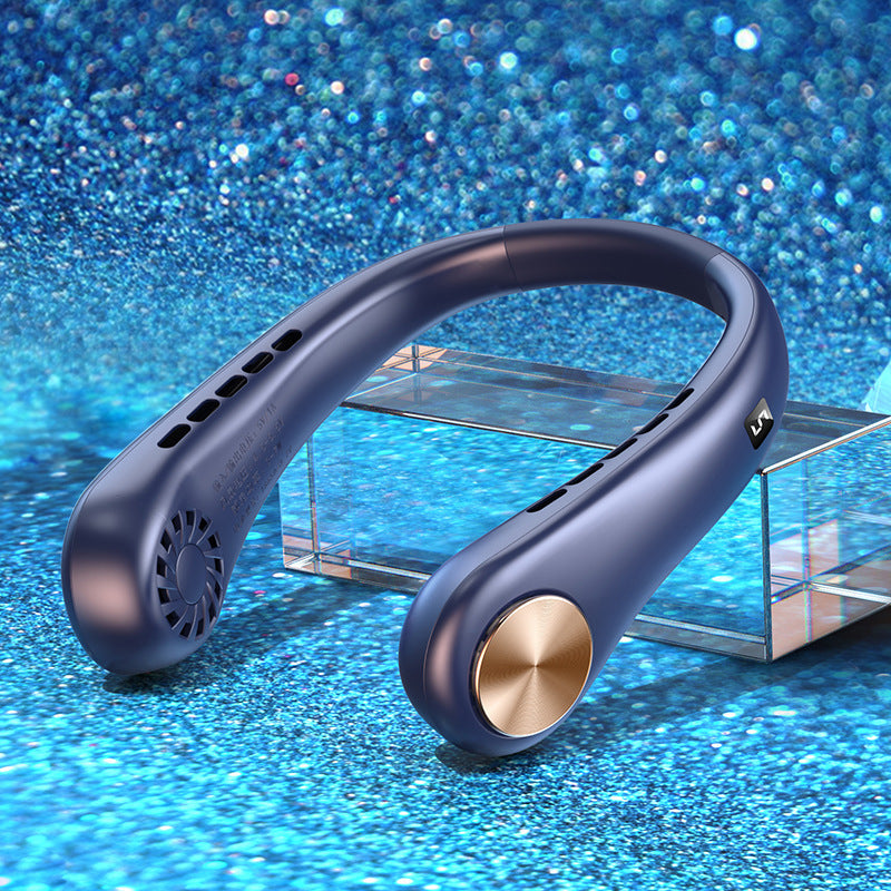 "Portable Bladeless Neck Fan – Rechargeable Hands-Free Air Cooler for Summer Sports & Travel"