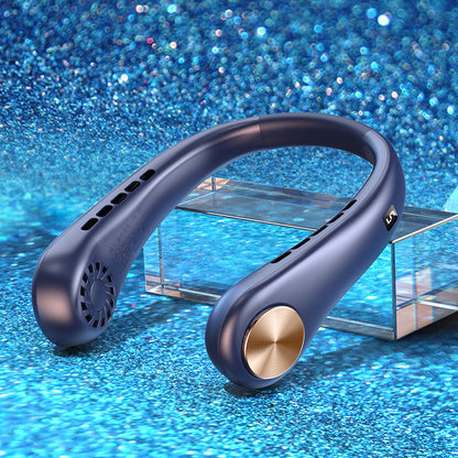 "Portable Bladeless Neck Fan – Rechargeable Hands-Free Air Cooler for Summer Sports & Travel"