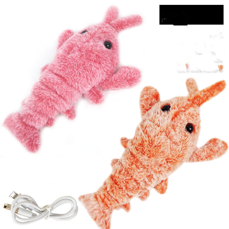 "Electric Jumping Shrimp Pet Toy – USB Rechargeable Simulation Lobster Plush for Cats"