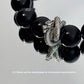 "Natural Silver Stone Bracelet with Vintage Obsidian & Neutral Crystal"