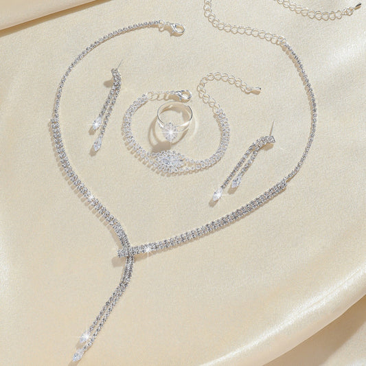 "Fashion Simple 4-Piece Jewelry Set – Necklace, Earrings & Bracelet Combo"