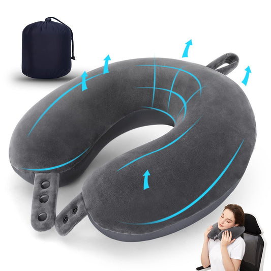 "U-Shaped Travel Neck Pillow – Memory Foam Comfortable Support for Airplane, Car & Office"