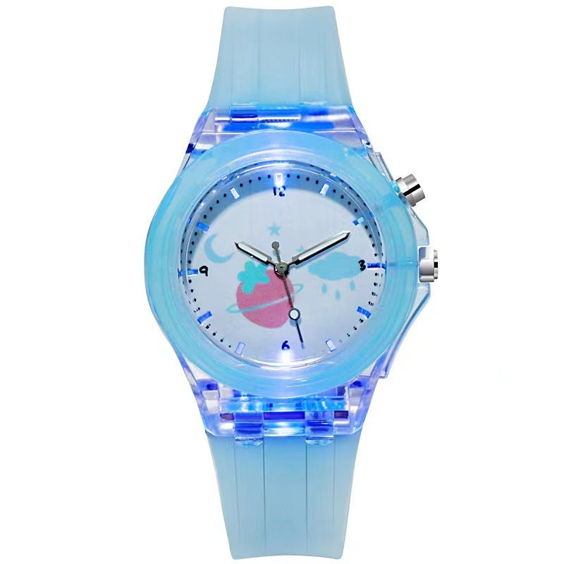 "Silicone Cartoon Children's Luminous Watch with Fruit Pattern"