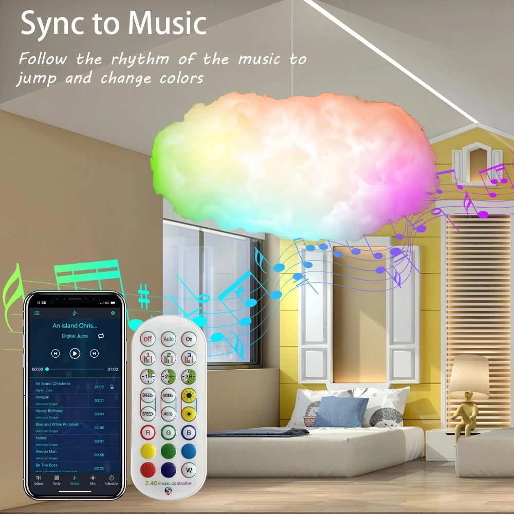 "USB Cloud Light with APP Control & Music Sync – 3D RGBIC Ambient Lamp with Lightning Simulation for Bedroom & Room Decor"