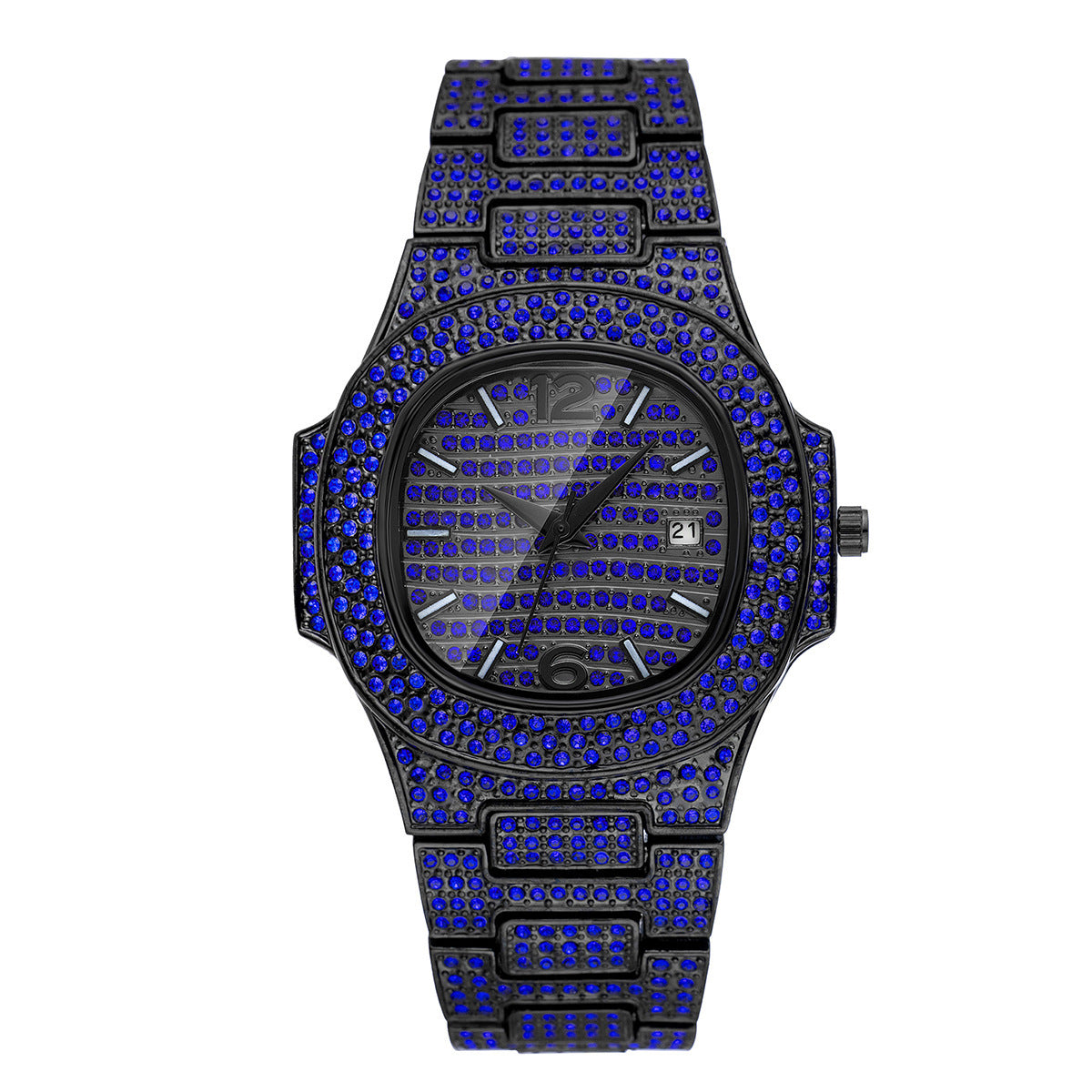 "Men’s Hip Hop Full Diamond Color Watch – Luxury Niche Style"