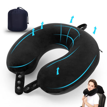 "U-Shaped Travel Neck Pillow – Memory Foam Comfortable Support for Airplane, Car & Office"