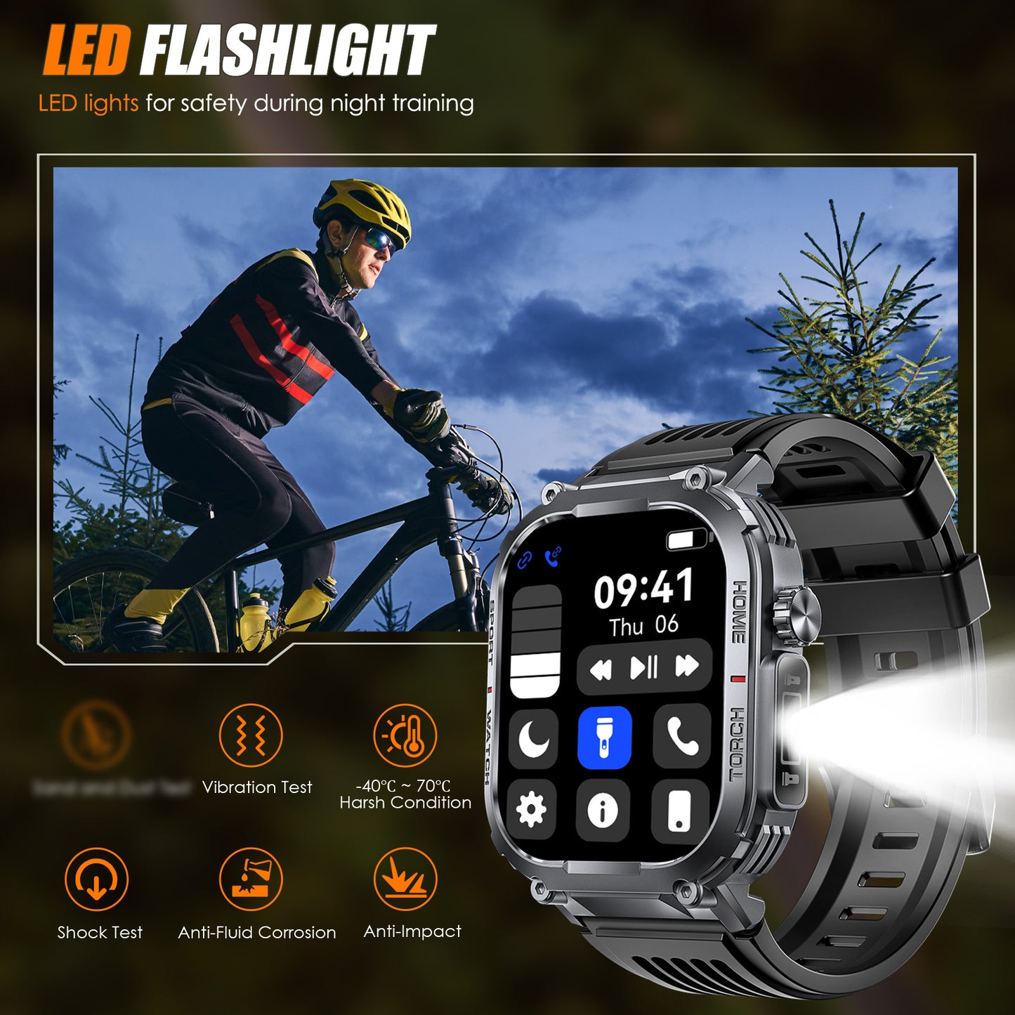 "INEYES S320B Smartwatch for Men & Women – Sport Modes, LED Flashlight, Wireless Call, 2.02-Inch HD Screen'