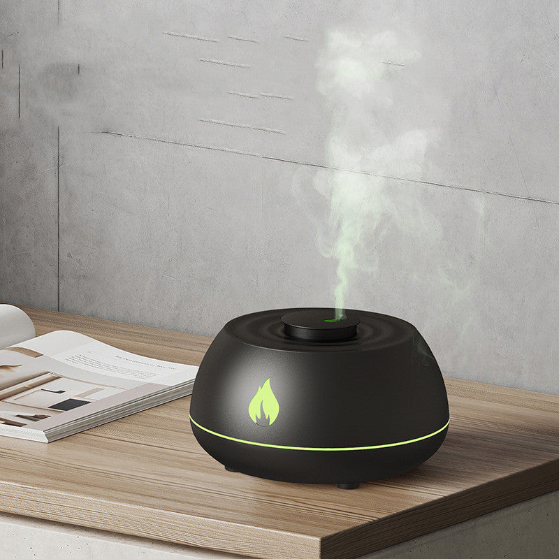 "Flame Humidifier & Aromatherapy Diffuser – 7-Color LED Light, 130ML USB Essential Oil Diffuser for Home & Room Fragrance"