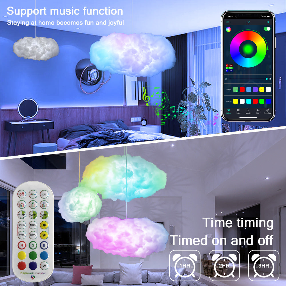 "USB Cloud Light with APP Control & Music Sync – 3D RGBIC Ambient Lamp with Lightning Simulation for Bedroom & Room Decor"